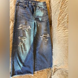 American Eagle Wide Leg Distressed Jeans Size 6 extra short